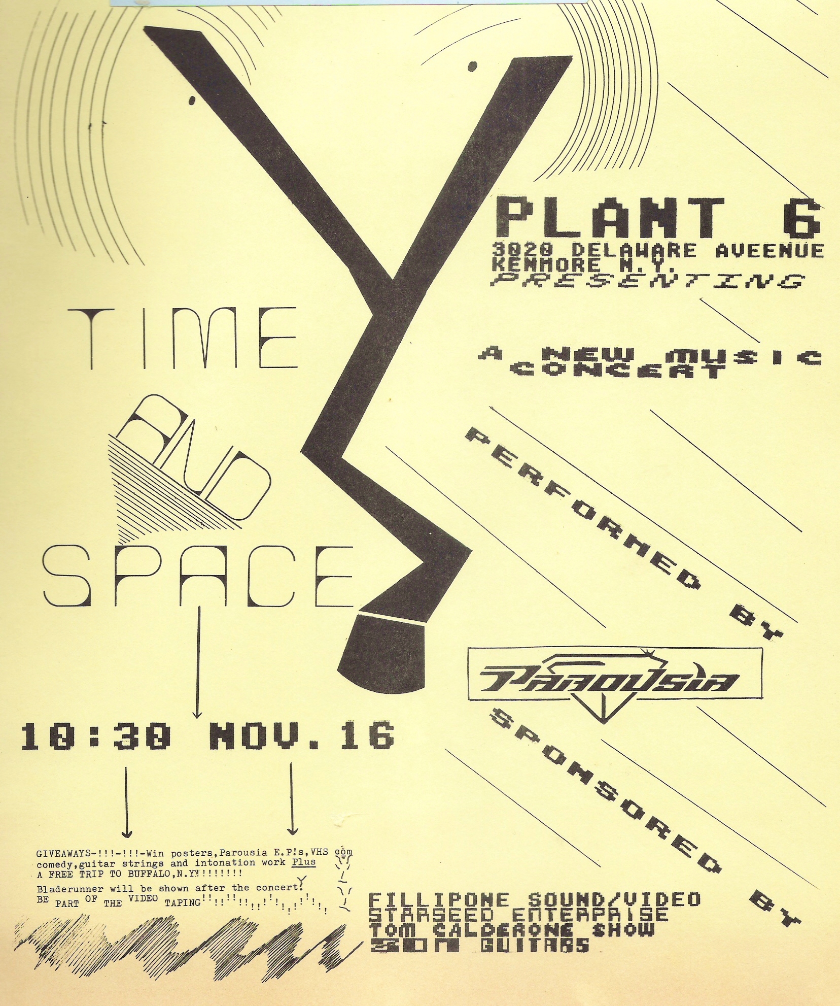 (10) Flyer- Plant 6 -'Time & Space' 11.16.1985