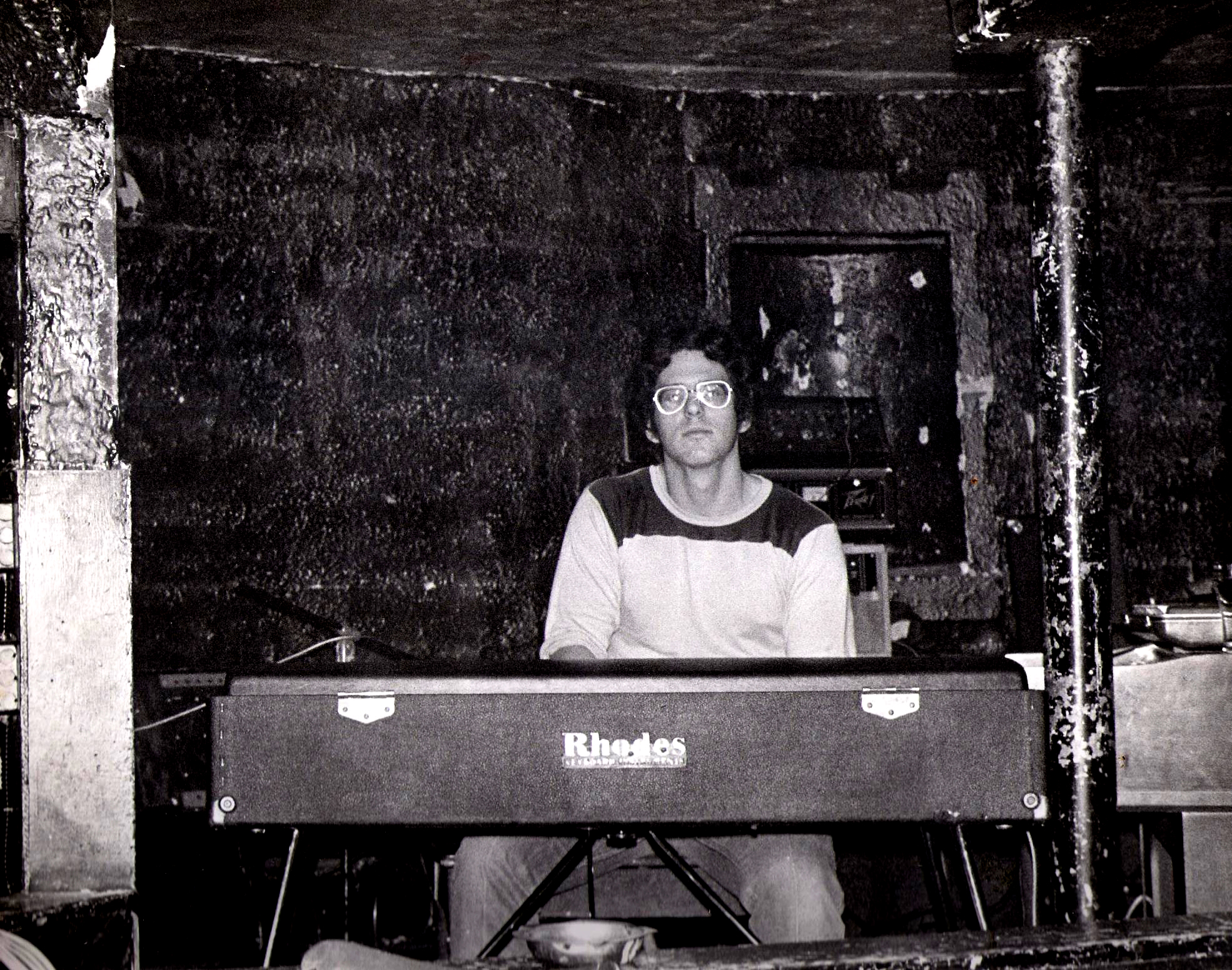 Dave Maltbie rocks the Fender Rhodes, Wurlitzer 4100 and Moog Sonic Six (did I mention it’s 1979?). Dave was like, “how’d I get roped into this gig?”