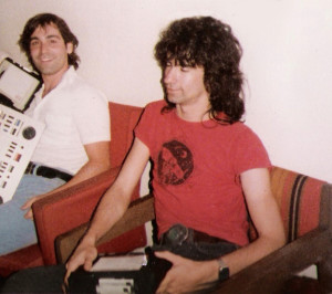 Garth Huels in studio for editing 'Keep Running' video w Gregg Filippone -Sept. 1984