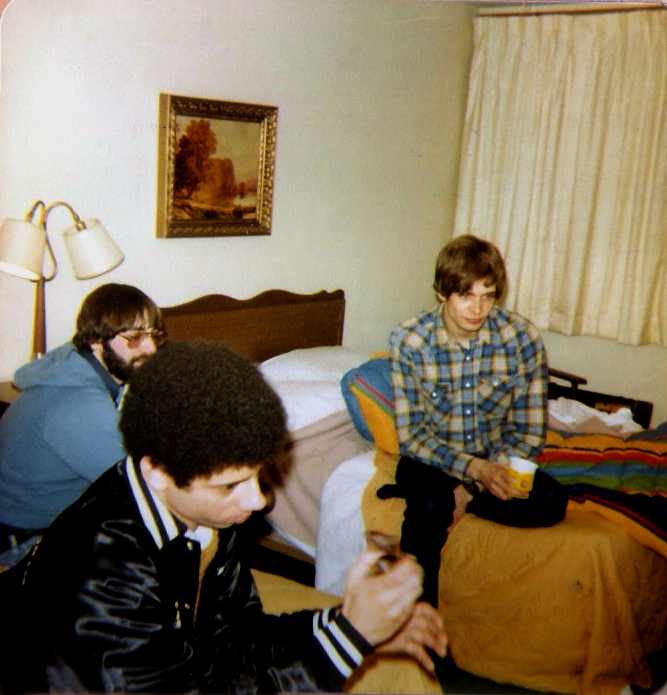 Robert Lowden, Gregg Filippone and Patt Connolly - on the way home from Burlington VT. Feb 10, 1982