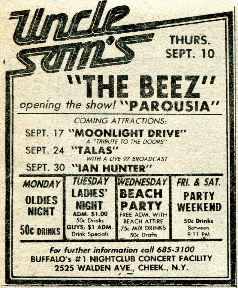 The Beez and Parousia sept 10th 1981
