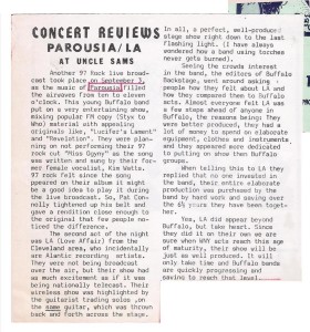 Buffalo Backstage Oct. Review of Uncle Sams Live Show Broadcast October 1981