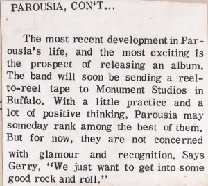 Parousia- Sudent Prints Dec. 17, 1976.