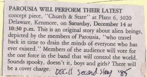 Second Story Magazine article -Church & State' Dec. 11, 1985