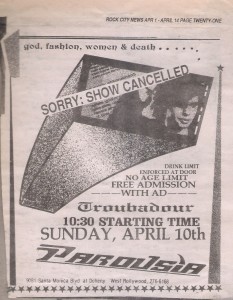 Troubadour Sunday April 10, 1988