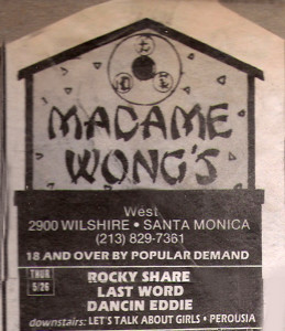 La Weekely - Madame Wongs Band listing - May 26 1988