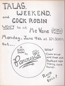 Parousia at McVans Monday June 4th, 1979