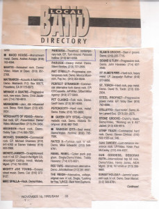 Bam Local Band Directory - 11.16.1990