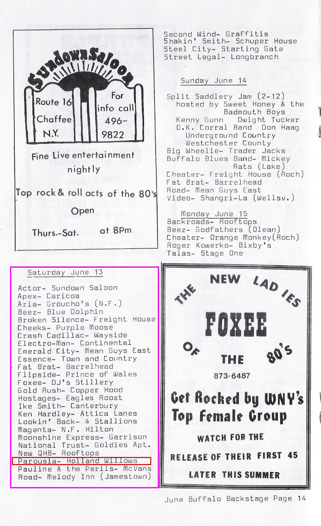 June Buffalo Backstage 06.13.1981