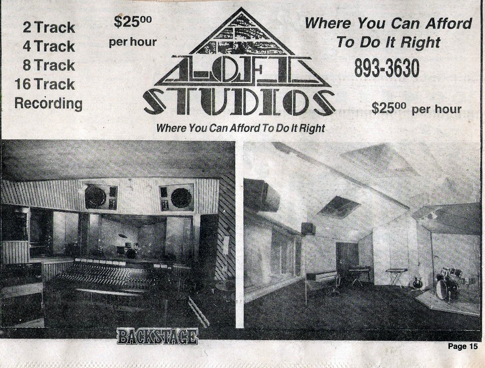 Loft Studios ad 1984